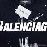 Balenciaga Logo Brushstrokes Black T-Shirt - Photo 4