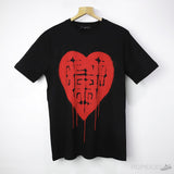 Givenchy Red Heart Printed Black T-Shirt - Photo 1