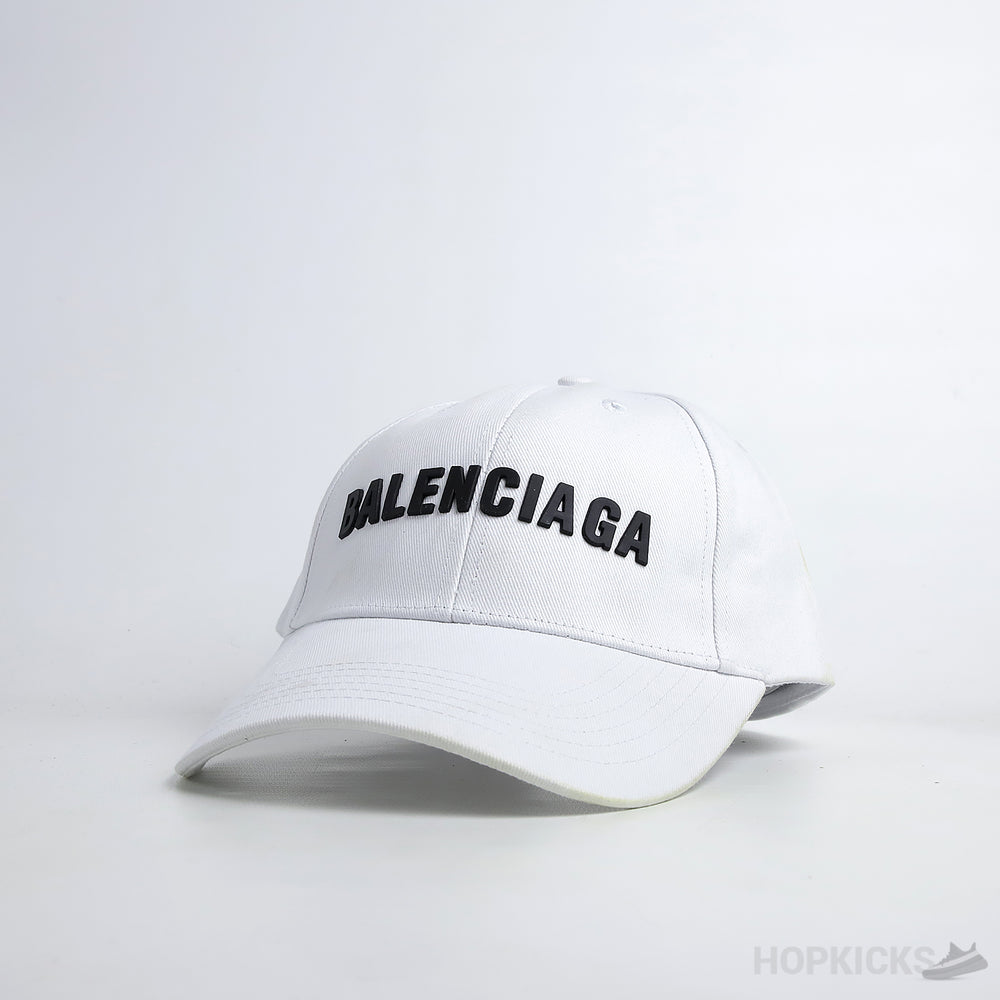Bale*ciaga Black Logo White Cap