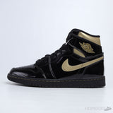 Air Jordan 1 High Patent Black Metallic Gold (Dot Perfect) - Photo 1