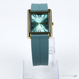 Universe Point Gold-Tone Rectangular Blue Dial Watch - Photo 1