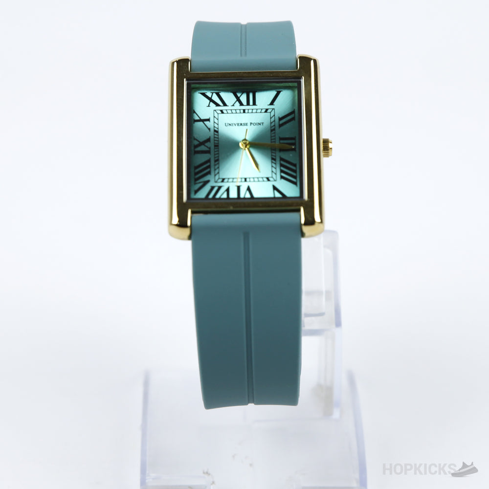 Universe Point Gold-Tone Rectangular Blue Dial Watch