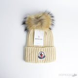 Moncler Beige Beanie With Pom Pom - Photo 1