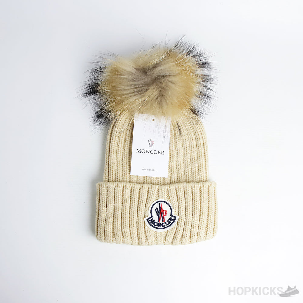 Moncler Beige Beanie With Pom Pom