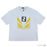 Fendi FF Yellow Eyes Printed White T-Shirt (Imported Premium Finish) - Photo 1
