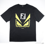 Fendi FF Yellow Eyes Printed Black T-Shirt - Photo 1