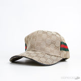 Gucci Cotton GG Web Stripe Beige Cap - Photo 1