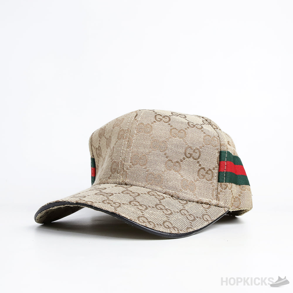 Gucci Cotton GG Web Stripe Beige Cap