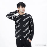 Balenciaga Allover Logo Sweater in Black and White Wool Knit (High End Batch) - Photo 3