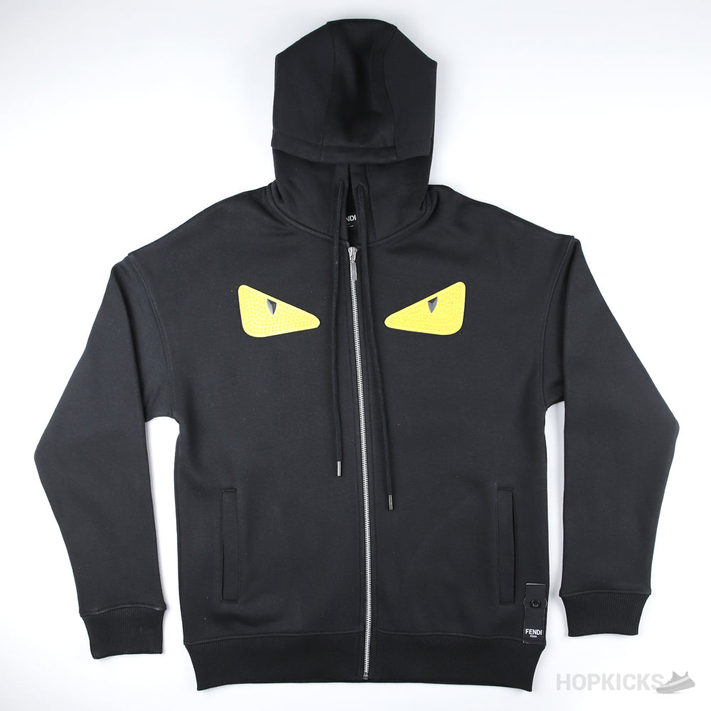 Fendi Bag Bugs Eyes Rubber Eyes Zipper Hoodie Black
