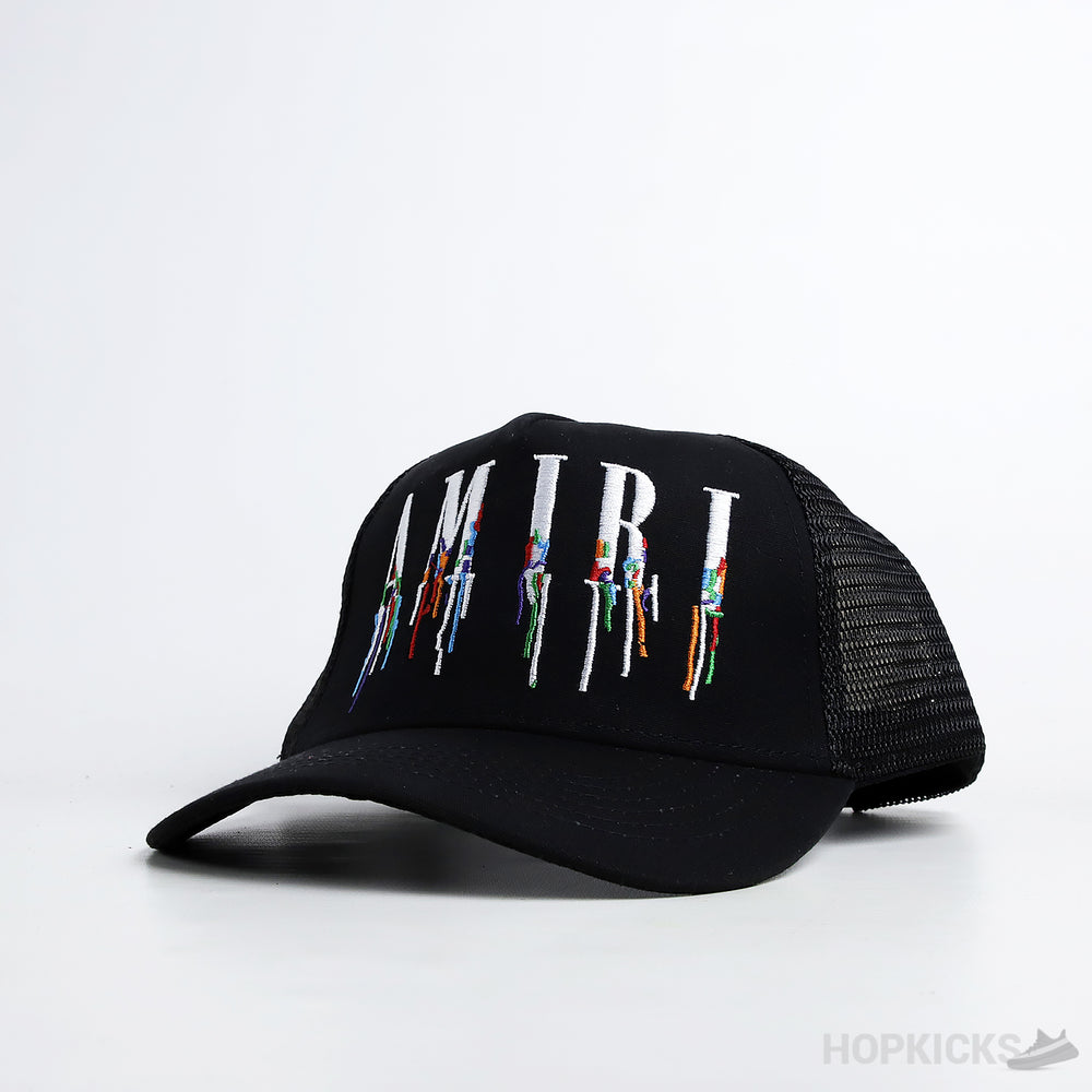 Amiri Paint Drip Logo Black Cap