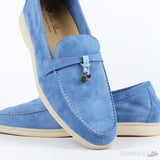 Loro Piana Blue 10mm Suede Loafers With Charms (Premium Batch) - Photo 8