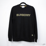 Burberry Gold Logo Print Black Sweatshirt - Photo 1