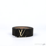 LV Silver Buckle Brown Pattern Belt - Photo 1