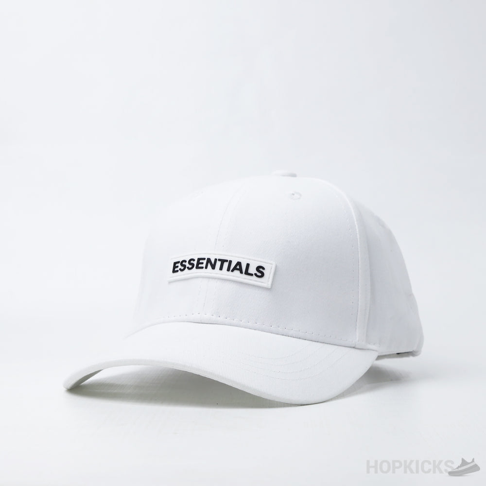 Essentials Baseball Black Logo White Cap