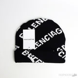 Balenciaga All Over Logo Black Beanie - Photo 1