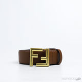 F*ndi Brown FF Buckle Gold Belt - Photo 1