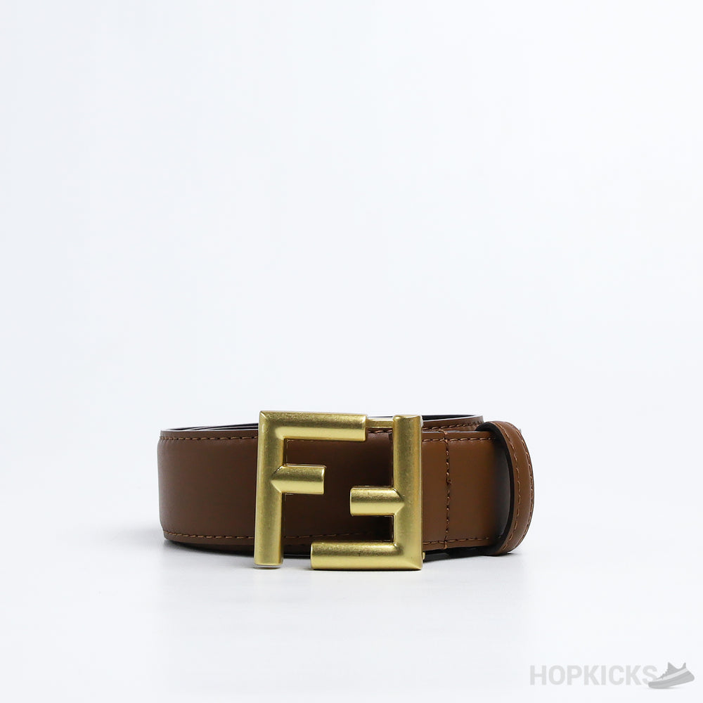 F*ndi Brown FF Buckle Gold Belt