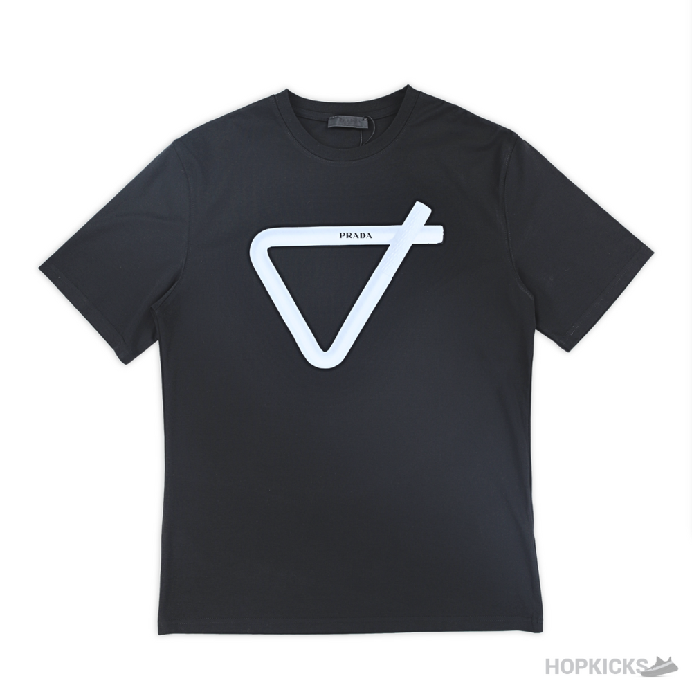 Prada Strip Triangle Printed Black T-Shirts (Imported Premium Finish)