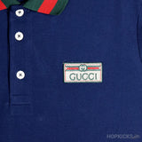 Gucci Web Collar Navy Polo Shirt - Photo 7