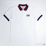 Gucci Web Collar White Polo Shirt - Photo 1