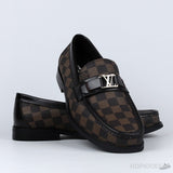 LV Moccasin Plain Leather Platinum Black Loafers (Dot Perfect) - Photo 12