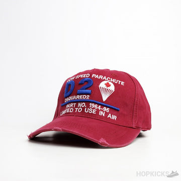 Dsquared2 Low Speed Parachute Burgundy Cap