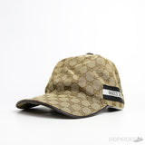 Gucci GG Web Print Striped Brown Cap - Photo 1