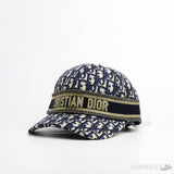 Dior Oblique Striped Logo Navy Cap - Photo 1