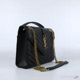 YSL Gold Logo Envelope Chain Shoulder Bag - Photo 2