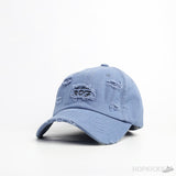 Stitch Detail Ripped Baseball Cap Blue - Photo 1