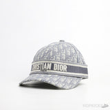 Dior Oblique Striped Logo Grey Cap - Photo 1