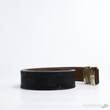 L*V Gold Initials Monogram Buckle Black Belt - Photo 2