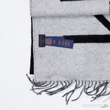 Louis Vuitton Black Grey Cashmere Silk Monogram Split Logo Scarf - Photo 4