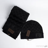 LV Petit Damier Black Scarf And Beanie - Photo 1
