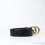 GG Marmont Embossed Black-Gold Belt - Photo 3