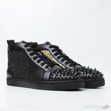 Christian Louboutin Louis Flat Black/Gold Leather (Dot Perfect) - Photo 7