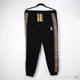 B*rberry Vintage Check Panel Cotton Sweatpants Black - Photo 1