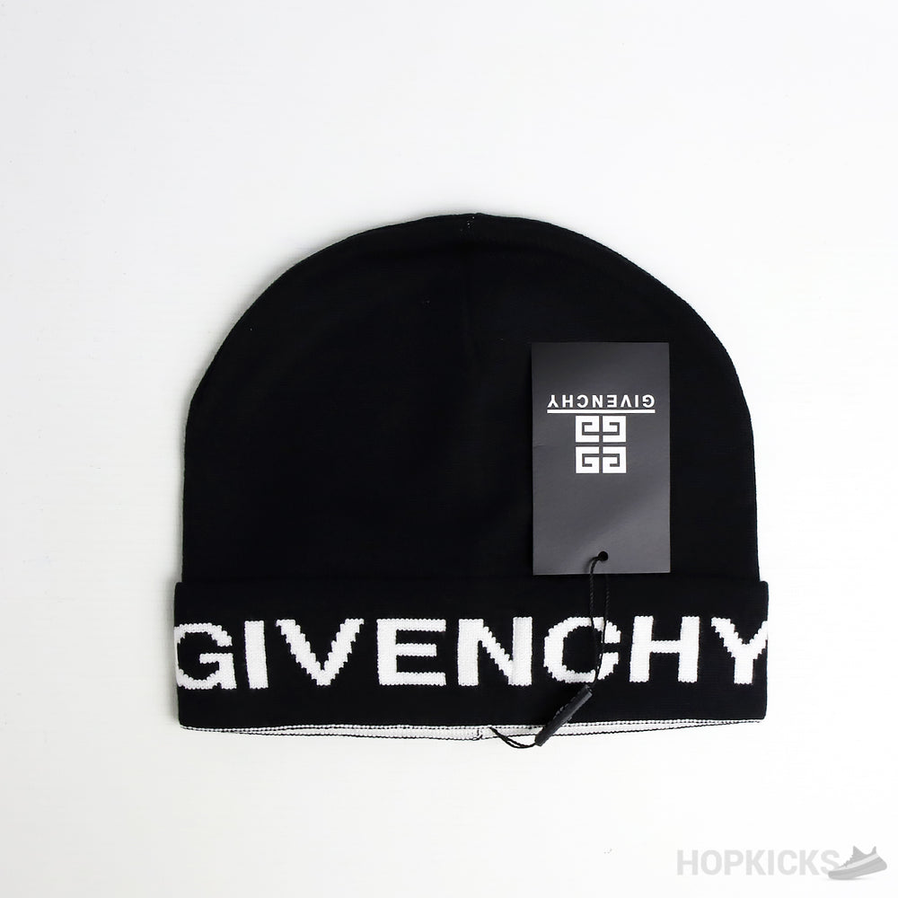 Givenchy White Logo Black Beanie