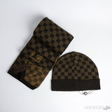 LV Petit Damier Brown Scarf And Beanie - Photo 2