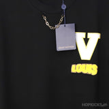 L*V Crew Neck Blended Chain Plain Black T-shirt - Photo 3