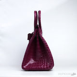 H*rmes Shiny Bordeaux Crocodile Birkin Bag Gold Hardware - Photo 4