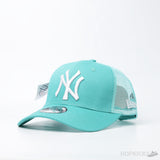 NY Baseball Trucker White Logo Lite Green Cap - Photo 1