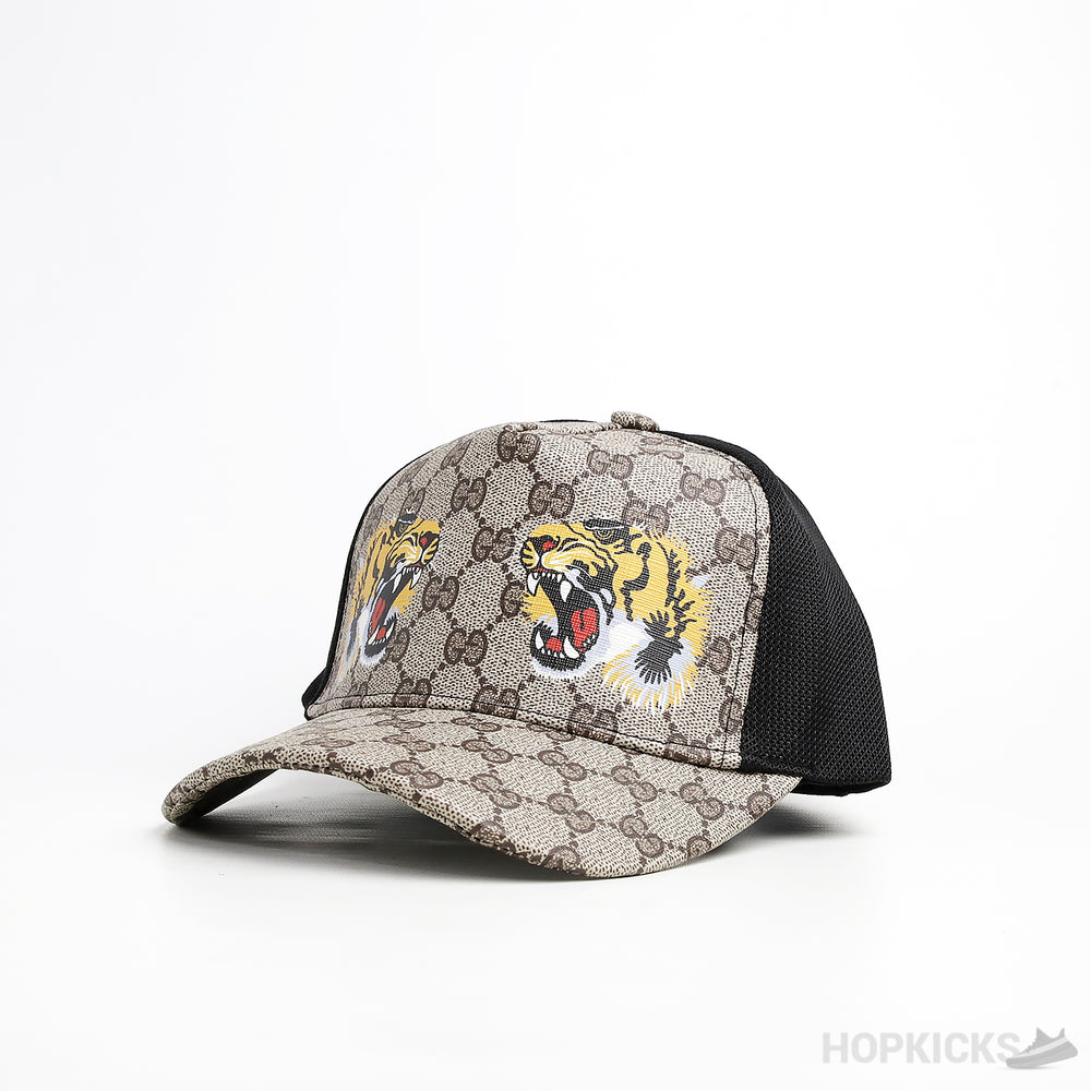 Gucci Tigers Print GG Supreme Baseball Brown Cap
