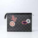 Louis Vuitton Women's Black Voyage Logo-Embellished Pouch In Leather (Dot Perfect) - Photo 2