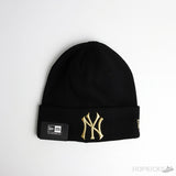 New Era NY Gold Logo Black Beanie - Photo 1