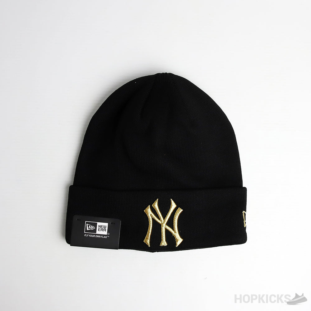 New Era NY Gold Logo Black Beanie