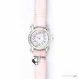 Alessandra Olla Crystal Bezel Heart Charm Pink Leather Watch - Photo 5
