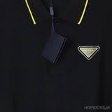 Pr*da Logo Black Yellow Polo Shirt - Photo 4
