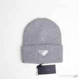Prada Triangle logo Light Grey Beanie - Photo 1